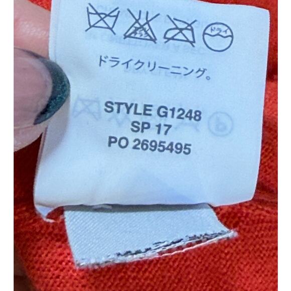 J. Crew 100% Merino Wool V-Neck Sweater Bow Lightweight S Orange Travel Preppy - Picture 5 of 8